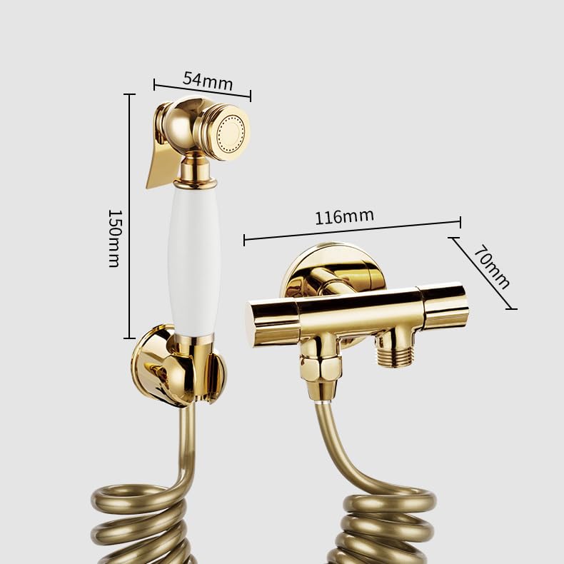 Pulverizador Para Bidé De Mano Grifo Higienico Para Inodoro Agua Fría De Una Sola Manija De Cobre blanco Dorado tubería De Acero Inoxidable