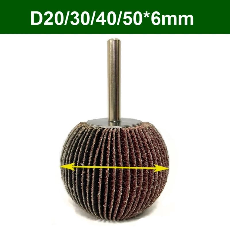 Set di 4 ruote sferiche a lamelle in carta vetrata, grana 60/80/120/180, gambo da 6 mm, utensile rotante for lucidatura abrasiva for smerigliatrici e accessori wanglan(D40)