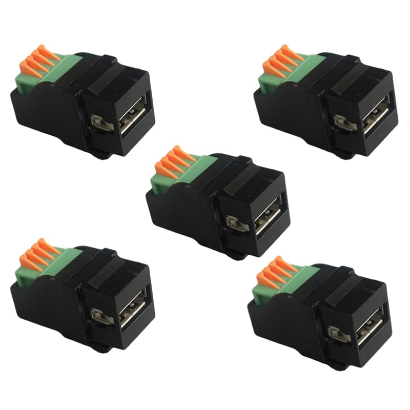 Connecteur mural USB 2.0 femelle trapézoïdal droit encastrable lot de 5 pièces noir