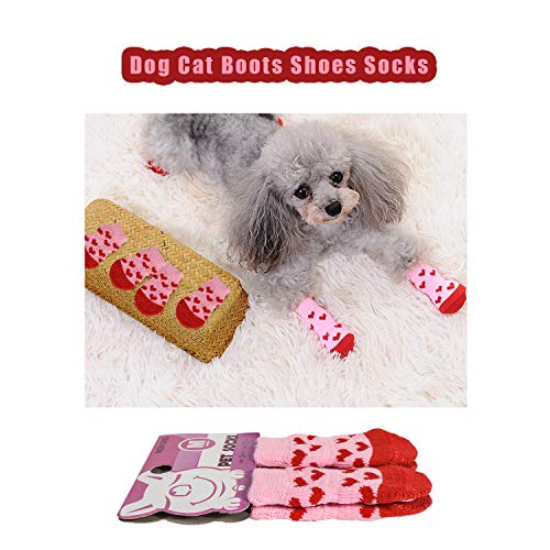 Ralis Dog Cat Boots Shoes Socks， Pet Anti-Slip Knit Dog Socks&Cat Socks With Adjustable Waterproof Breathable And Anti-Slip Sole，For Indoor Wear, Paw Protection #TOP1