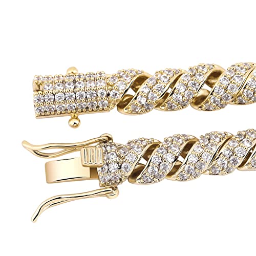 ICEDIAMOND 10mm Gold Plated Creative Retro Helix Cables Design Rope Chain Necklace, Iced Out Bling CZ Lab Diamond Hip Hop Charm Jewelry for Men4