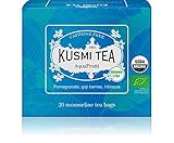 Kusmi Tea AquaFrutti Bio - Hibiskus und Früchte Mischung mit Apfel, Granatapfel, Gojibeeren Aromatisiert - Früchtetee im Beutel - Heiß oder als Eistee genießen - 20 Musselin Teebeutel