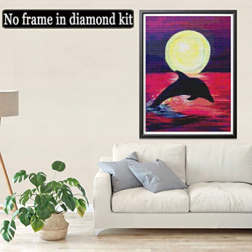 Sugamm 5D DIY Diamond Painting Zonsondergang volledige Diamant Schilderij Dolfijn Kit strassteentjes, borduurwerk foto's… - Image 3