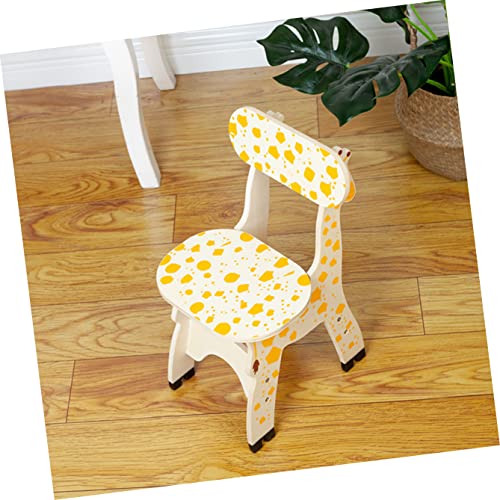 Secfou Wooden Giraffe Chair ’S Animal Hard Stool Handmade Stackable Furniture Chair Pattern Back Nursery Wooden Seat Playroom Finished Early New Education Yellow Wood Wood Nursery Chair #TOP6