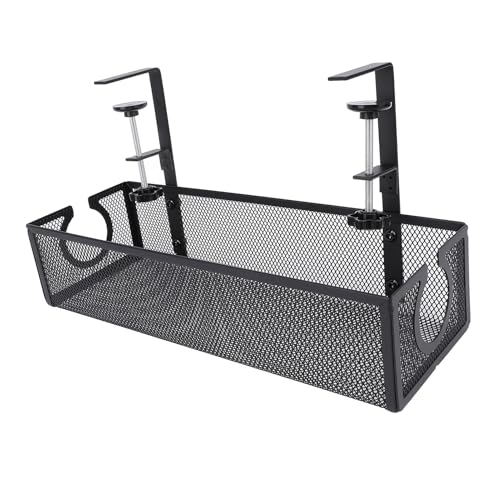 Organizador de Cables para Escritorio de un Lado en Forma Redonda de Acero al Carbono con Almohadilla Anti-Ralladuras para Oficina o Estudio (Negro) miniatura 3