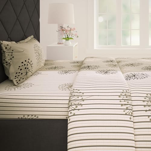 Story@Home Bedsheet for Single Size Bed | 186 TC | Beige | Floral...