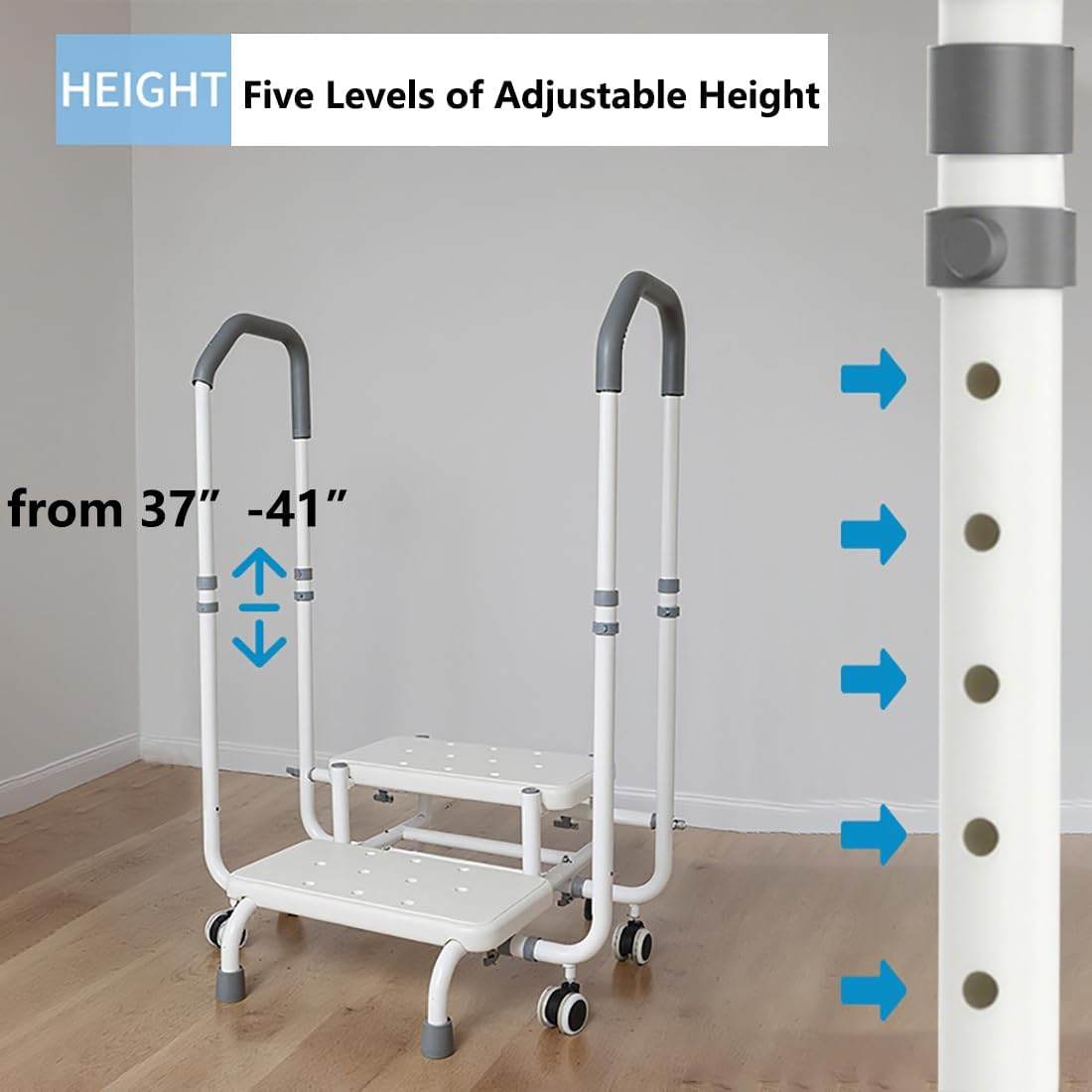 Steps with Handrail, Heavy Duty 2 Steps RV Stairs for Adult, Seniors, Holds up to 300 lbs