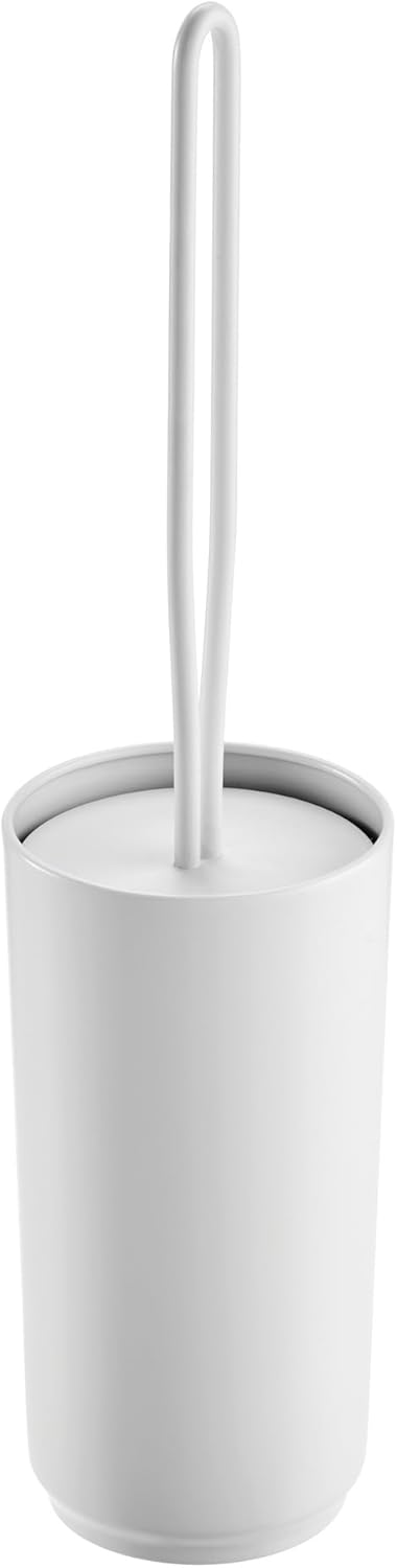 iDesign Stainless Steel Toilet Brush and Holder for Bathroom - Matte White