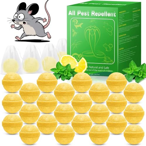 Tiezeeu 24 Stück Mäuseabwehrmittel für den Innenbereich, Mäuse Vertreiben mit Pfefferminzöl zur Abwehrmittel von Mäusen und Ratten, für Haus und Garten- Gelb