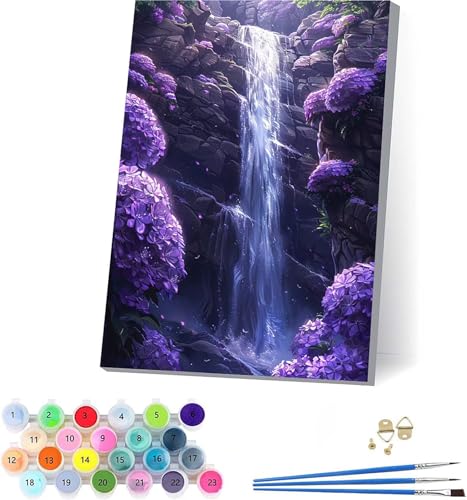 G Waterfall yCgoCio[  DIY Paint by Numbers LbghG h G fW^G uVƃANG̋ l̂߂̃NGCeBuȎ z[ ItBX Mtg 30x40cm t[