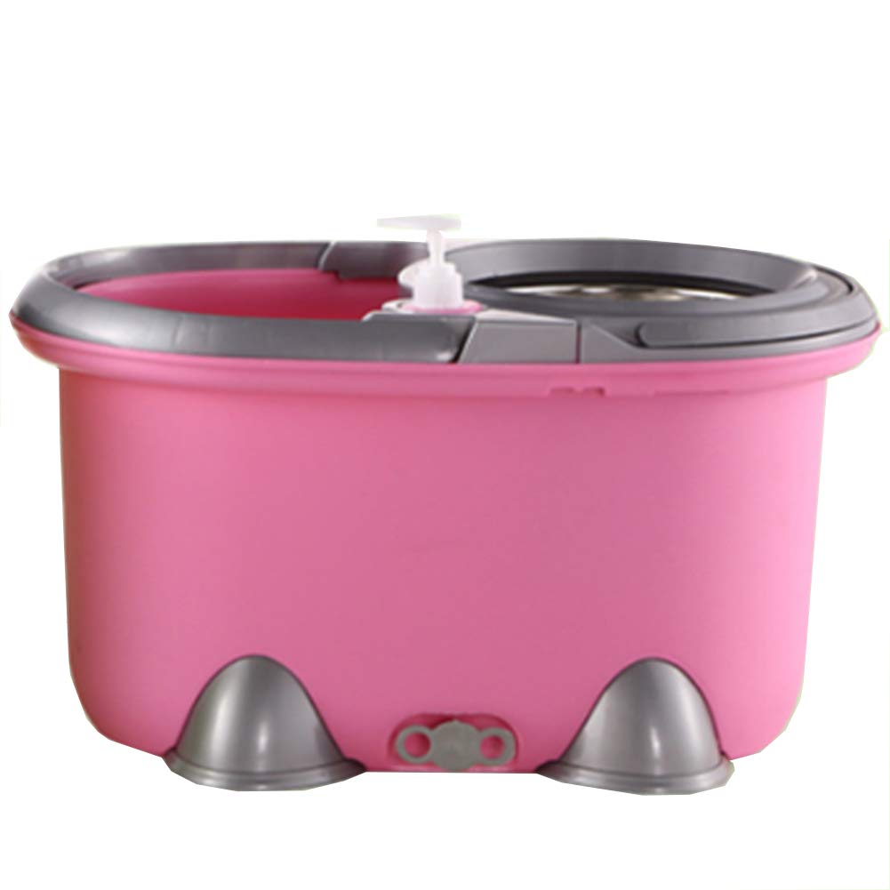 Axdwfd Wischmop Drehen Doppelter Antrieb Handdruck Automatische Dehydrierung Haushalt Putzeimer, 2 Wischköpfe (Farbe : Pink)