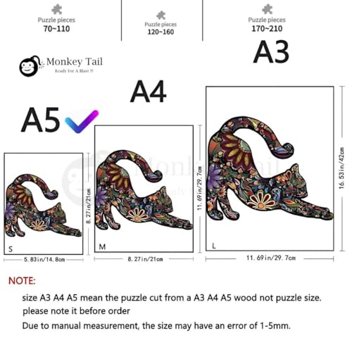 Image of MONKEYTAIL Whimsy Wooden Jigsaw Puzzle for Adults & Kids - Laser-Cut Pieces, 3D Puzzle Box as Birthday Gift for Boys & Girls - Brain Teaser, Home Decor & Family Game (FLCT, Size: Small)