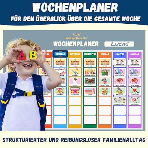 MeinSchlaufuchs® Wochenplaner Kinder - Montessori Magnettafel inkl. 250 Magnete, Aufbewahrungsbox… – Ansicht 5