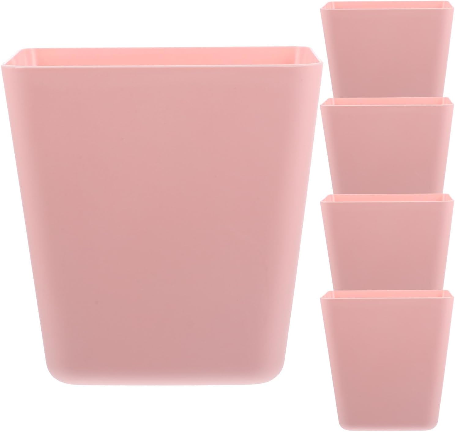 TEHAUX 5pcs Hanging Storage Box Pink Plastic with Hook Design for Desk