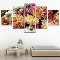 SIGNWIN 5 Panel Canvas Wall Art Modern Art Bouquet Colorful Cool Floral Group Multicolor Photography Realism Romantics for Home Decorations Ready to Hang - 60