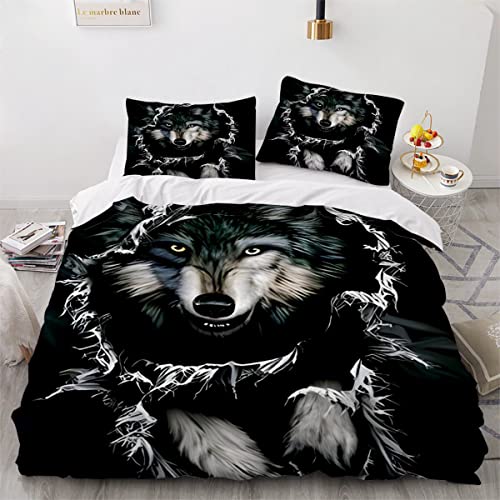 Housse de Couette 220x240 Loup 3D Parure Lit 2 Personnes - 3
