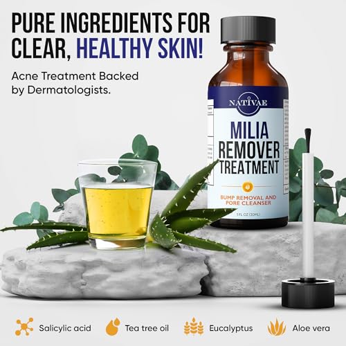 Nativae Milia Remover Treatment for Eyes & Face - Milia Spot Treatment with Salicylic Acid & Tea Tree Oil - Milia Acne Serum