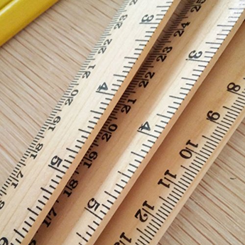 20 Pcs Wooden Student Ruler Wooden School Rulers Office Ruler Measuring Ruler Teaching Ruler, 2 Scale(Centimetre + Inch), 2 Size(12Inch/30Cm + 6Inch/15Cm) #TOP2
