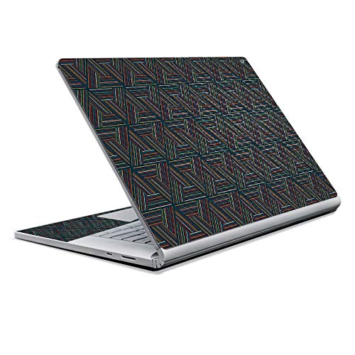 Image of MightySkins Carbon Fiber Skin for Microsoft Surface Book 2 13 inch (2017) - Triangle Stripes,Protective, Durable Textured Carbon Fiber Finish,Easy to Apply, Remove, and Change Styles,