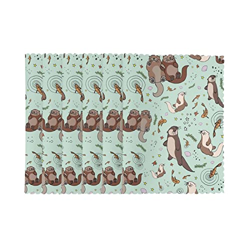 Otters Printed Placemats 6-Piece Set Of Insulated Non-Slip Table Mats Washable For Kitchen Table Decoration (12 X 18 Inches) #TOP1