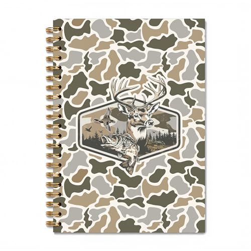 Carnet de chasse camouflage à spirale 14x21 cm avec motif cerf et colvert
