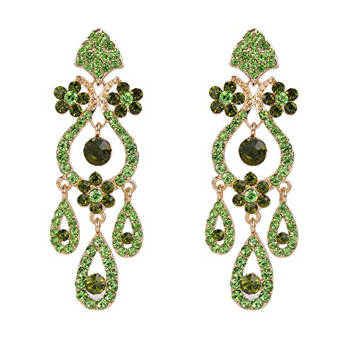 EVER FAITH Austrian Crystal Bridal Flower Vase Chandelier Dangle Earrings-3.1 inch Long