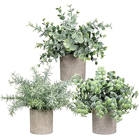 Weldomcor Kunstpflanze 3 Stück Künstliche Pflanzen Eukalyptus Cover