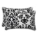 Pillow Perfect Decorative Black/Beige Damask Toss Pillows, Rectangle, 2-Pack