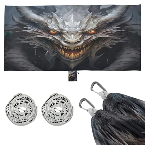 Haskirky Dark Dragon Camping Hammock, Single Portable Hammocks with Tree Straps & Attached Carry Bag, 330Lbs Capacity Perfect for Outside Indoor Hiking Beach Backpack Travel