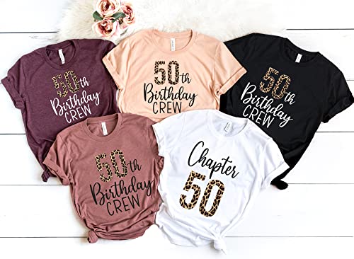 50th Birthday Party Shirts for Women, Matching 50th Birthday Crew Shirts For Men, Unisex Birthday Squad, 50th Birthday Gift, Chapter 50 Birthday Party T-shirts, Leopard 50th Birthday Shirt3