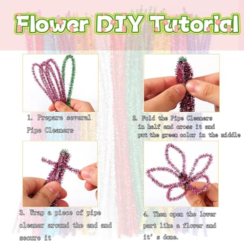 Image of Pipe Cleaners Craft, Pipe Cleaners Chenille Stem Fuzzy Sticks Craft Supplies for flowers making, Home DIY (Golden Sparkle, 200pc)