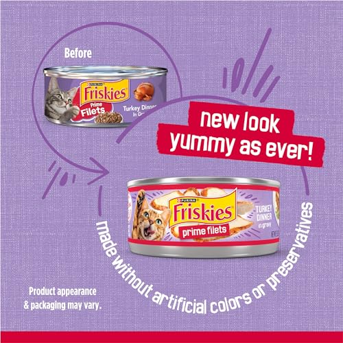 Image of Friskies Purina Prime Filets Turkey Dinner in Wet Cat Food Gravy - 5.5 oz. Cans (Pack of 48)