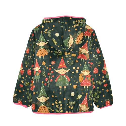 Forest Elves and Leaves Girls Fleece Jacket Girls Fall Jacket Girl Coats Zip Up Hoodie Children Sherpa Warm Outerwear 2-10T2