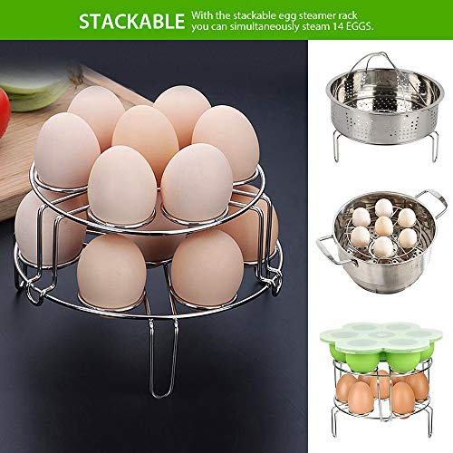 amorus 18 Pieces Accessories for Instant Pot 6 8 Qt Pressure Cooker Accessory Set - 2 Steamer Baskets, Springform Pan, Egg Bites Mold, Stackable Egg Steamer Rack(Green)