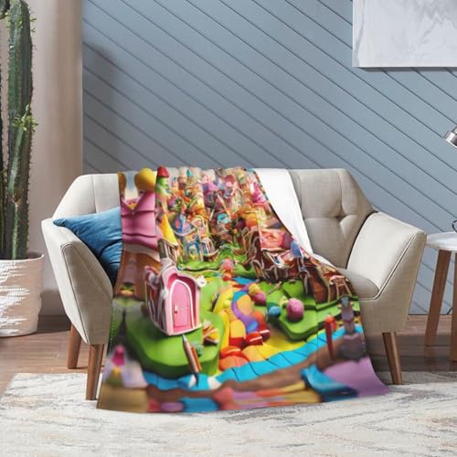 Couverture voyage flanelle Candy Land : plaid lit et camping - 8