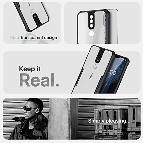 Image of Pikkme Nokia 6.1 Plus Back Cover | Crystal Clear Transparent Back | Ultra Hybrid | Full Camera Protection | Raised Edge | Bumper Back Case for Nokia 6.1 Plus (Black)
