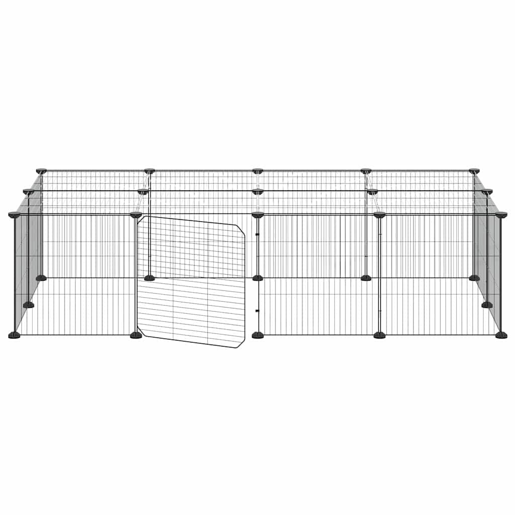 Jaula de animales de compañía espaciosa 20 paneles con puerta negra de 35 x 35 cm, de acero recubierto de polvo resistente para ejercicio, juego y descanso, montaje fácil incluido
