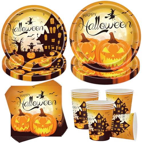ZeiLaBang Kakadi 50 Stück Halloween Partygeschirr Set,Halloween...