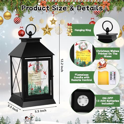 Christmas Candle Lantern Metal with LED Flickering Flameless Candles Light Xmas Decoration Lantern Indoor Outdoor Decorative for Table Home Decor Party Gift (Christmas) — view 3