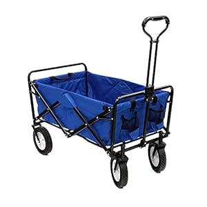Mac Sports Heavy Duty Steel Frame Collapsible Folding 150 Pound Capacity Outdoor Camping Garden Utility Wagon Yard Cart, Blue