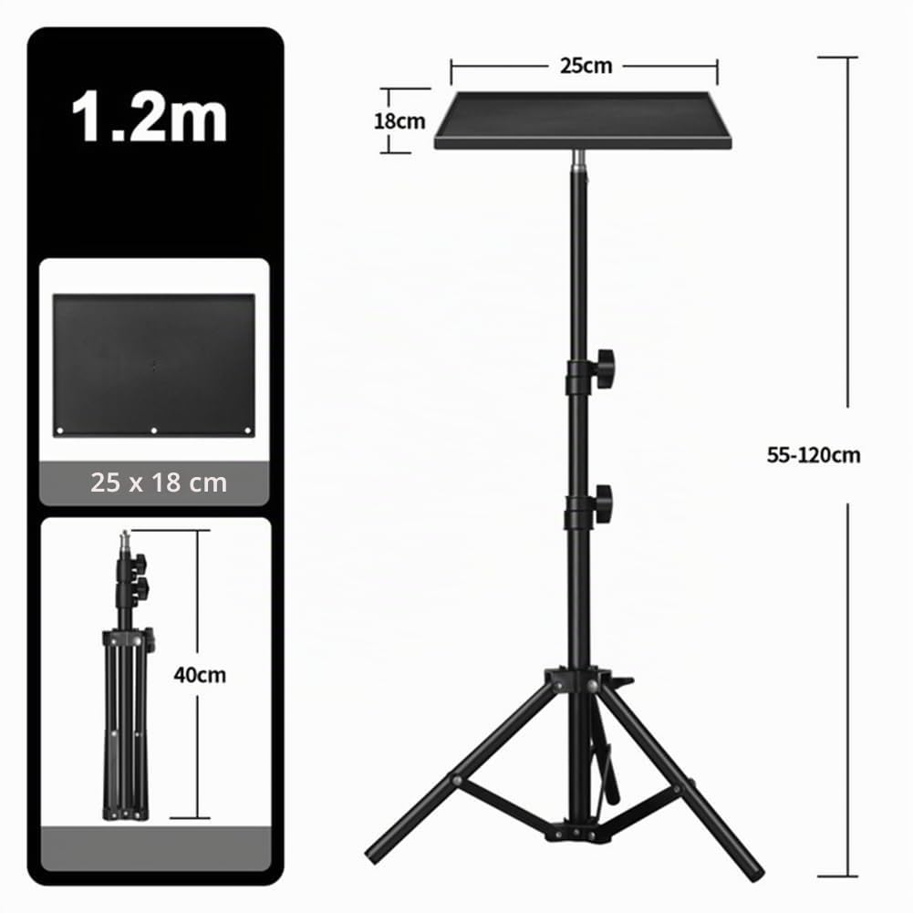Supporto per proiettore con vassoio, sollevamento telescopico, asta per trasmissione dal vivo, treppiede, supporto per telecamera e proiettore