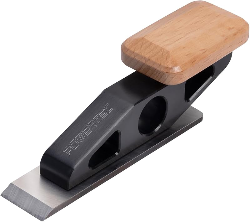 POWERTEC Chisel Plane with Flat Blade – Compact Edge Trimming Tool for Woodworking, Plug Trimming, Joinery Cleanup – Includes Wrench (72162)