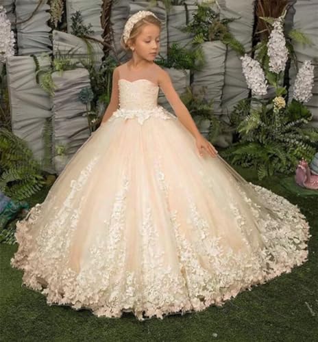 Lace Flower Girl Dress for Wedding Princess Pageant Dresses First Communion Girls Puffy Tulle Ball Gown Party Formal Dress2