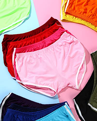 Lasnten 14 Pcs Shorts Women Yoga Athletic Elastic Summer Breathable Sports Polyester Cotton Workout Shorts3
