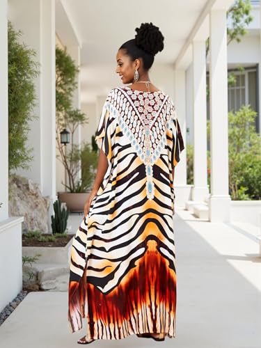 Image of Kaftan Dresses for Women Plus Size Bathing Suit Cover up Caftan Maxi Beach Dresses