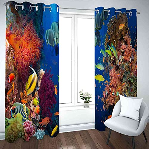 Rideaux à oeillets 100% polyester phonique motif poisson 3D - 4