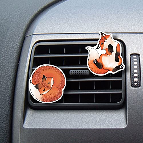 Image of WIRESTER Set of 2 Fresh Scented Car Air Freshener Vent Clip, Decorative Accessories, Interior Decoration for Cars, Dog, Cat, Fox, Frog, Raccoon, Pig Funny Playful Postures