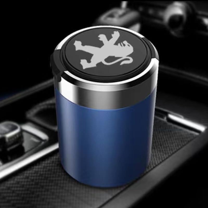 Posacenere Auto Per Peugeot 107 108 206 207 208 307 308 406 407 508 607 806 807, Portatile Posacenere Con Coperchio E Luce LED Blu Staccabile Posacenere Accessori Per Auto,A