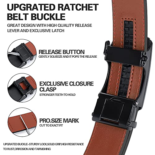 Image of Men's Leather Ratchet Belt, 1 3 /8 inch Wide, Cut-to-Fit