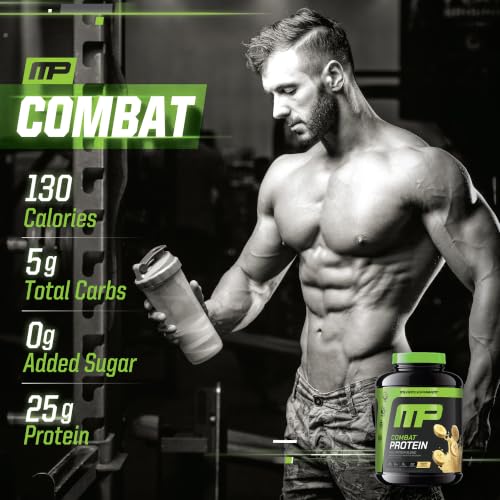 Image of MusclePharm Combat Protein Powder, Banana Cream Flavor, Fuels Muscles for Productive Workouts, 5 Protein Sources including Whey Protein Isolate & Egg Albumin, Gluten Free, 4 lb, 52 Servings